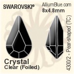 Swarovski XILION Square Fancy Stone (4428) 4mm - Clear Crystal With Platinum Foiling