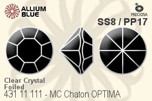 Preciosa MC Chaton (431 11 111) SS8 / PP17 - Clear Crystal With Golden Foiling