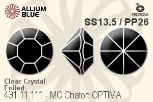 Preciosa MC Chaton OPTIMA (431 11 111) SS13.5 / PP26 - Clear Crystal With Golden Foiling