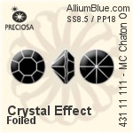 Preciosa MC Chaton OPTIMA (431 11 111) SS8.5 / PP18 - Crystal Effect With Silver Foiling