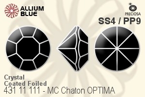 Preciosa MC Chaton OPTIMA (431 11 111) SS4 / PP9 - Crystal Effect With Golden Foiling