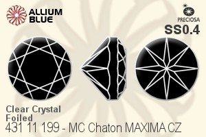 Preciosa MC Chaton MAXIMA CZ (431 11 199) SS0.4 - Clear Crystal With Dura™ Foiling