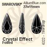 Swarovski Teardrop Fancy Stone (4322) 22x11mm - Crystal Effect With Platinum Foiling