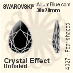 施華洛世奇 梨形 花式石 (4327) 30x20mm - 白色（半塗層） 無水銀底
