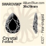 施华洛世奇 梨形 花式石 (4327) 30x20mm - 白色（半涂层） 白金水银底
