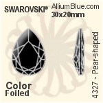 施华洛世奇 梨形 花式石 (4327) 30x20mm - 透明白色 白金水银底