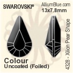 スワロフスキー XILION Pear Shape ファンシーストーン (4328) 13x7.8mm - カラー 裏面プラチナフォイル