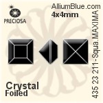 Preciosa MC Square MAXIMA Fancy Stone (435 23 211) 2x2mm - Crystal Effect With Dura™ Foiling