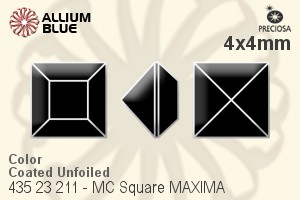 Preciosa MC Square MAXIMA Fancy Stone (435 23 211) 4x4mm - Color (Coated) Unfoiled