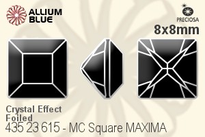 寶仕奧莎 機切正方形 MAXIMA 美飾瑪 花式石 (435 23 615) 8x8mm - 白色（鍍膜） DURA™耐用金屬箔底