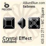 Preciosa MC Square 211 Fancy Stone (435 23 615) 5x5mm - Crystal (Coated)