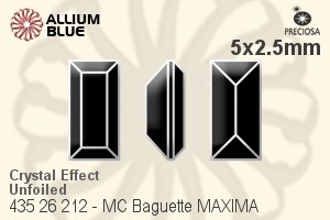 Preciosa MC Baguette MAXIMA Fancy Stone (435 26 212) 5x2.5mm - Crystal Effect Unfoiled
