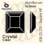 Preciosa プレシオサ MC マシーンカットSquare Flat-Back Hot-Fix Stone (438 23 210) 3x3mm - クリスタル エフェクト
