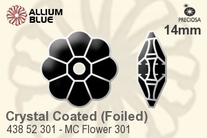 Preciosa MC Flower 301 Sew-on Stone (438 52 301) 14mm - Crystal Effect With Silver Foiling
