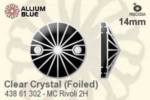 Preciosa MC Rivoli 2H Sew-on Stone (438 61 302) 14mm - Clear Crystal With Silver Foiling