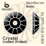 Preciosa MC Loch Rose VIVA 1H Sew-on Stone (438 61 612) 8mm - Crystal (Coated) With Silver Foiling