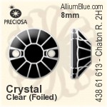 Preciosa MC Chaton Rose VIVA 12 2H Sew-on Stone (438 61 613) 8mm - Crystal (Coated) With Silver Foiling