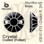 Preciosa MC Chaton Rose VIVA 12 2H Sew-on Stone (438 61 613) 8mm - Crystal Effect With Silver Foiling