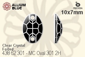 Preciosa MC Oval 301 2H Sew-on Stone (438 62 301) 10x7mm - Clear Crystal With Silver Foiling