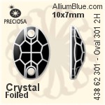 Preciosa MC Oval 301 2H Sew-on Stone (438 62 301) 10x7mm - Clear Crystal With Silver Foiling