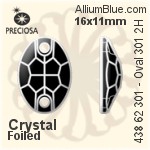 Preciosa MC Oval 301 2H Sew-on Stone (438 62 301) 24x17mm - Clear Crystal With Silver Foiling