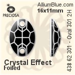 Preciosa MC Oval 301 2H Sew-on Stone (438 62 301) 16x11mm - Crystal Effect With Silver Foiling