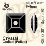 Preciosa MC Square 301 Sew-on Stone (438 73 301) 6x6mm - Crystal (Coated) With Silver Foiling