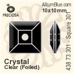 寶仕奧莎 機切正方形 301 手縫石 (438 73 301) 10x10mm - 透明白色 銀箔底