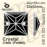 Preciosa MC Square 303 2H Sew-on Stone (438 73 303) 16x16mm - Crystal (Coated) With Silver Foiling
