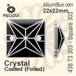 Preciosa MC Square 303 2H Sew-on Stone (438 73 303) 22x22mm - Clear Crystal With Silver Foiling