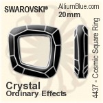 スワロフスキー Cosmic Square Ring ファンシーストーン (4437) 20mm - クリスタル（フルコーティング　エフェクト） 裏面にホイル無し