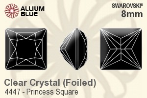 Swarovski Princess Square Fancy Stone (4447) 8mm - Clear Crystal With Platinum Foiling