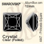 Swarovski Princess Square Fancy Stone (4447) 12mm - Clear Crystal With Platinum Foiling