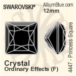 Swarovski Princess Square Fancy Stone (4447) 12mm - Crystal Effect With Platinum Foiling