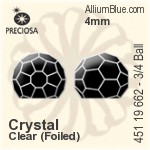 宝仕奥莎 机切3/4 Ball Regular Cut 平底石 (451 19 662) 4mm - 透明白色 铝层底