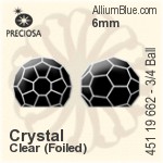 寶仕奧莎 機切3/4 Ball Regular Cut 平底石 (451 19 662) 4mm - 白色（鍍膜） 無水銀底