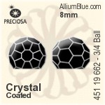 Preciosa MC 3/4 Ball Regular Cut Fancy Stone (451 19 662) 8mm - Clear Crystal With Aluminum Foiling