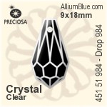 Preciosa MC Drop 984 Pendant (451 51 984) 9x18mm - Clear Crystal