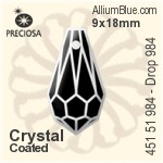Preciosa MC Drop 984 Pendant (451 51 984) 9x18mm - Crystal (Coated)