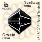 Preciosa MC Bead Rondell (451 69 302) 4mm - Clear Crystal