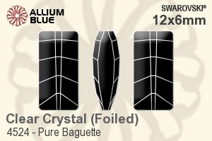 スワロフスキー Pure Baguette ファンシーストーン (4524) 12x6mm - クリスタル 裏面プラチナフォイル