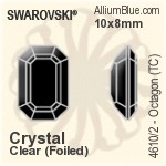 Swarovski Octagon (TC) Fancy Stone (4610/2) 10x8mm - Clear Crystal With Green Gold Foiling