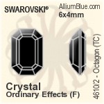 Swarovski Octagon (TC) Fancy Stone (4610/2) 6x4mm - Crystal (Ordinary Effects) With Green Gold Foiling