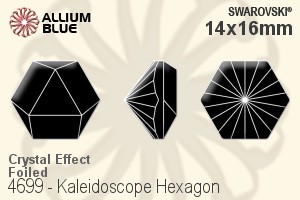 Swarovski Kaleidoscope Hexagon Fancy Stone (4699) 14x16mm - Crystal Effect With Platinum Foiling