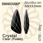 Swarovski Wing Fancy Stone (4790) 23x10mm - Crystal Effect With Platinum Foiling