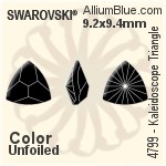 スワロフスキー Kaleidoscope Triangle ファンシーストーン (4799) 14x14.3mm - カラー 裏面プラチナフォイル