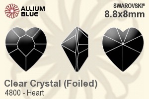 施華洛世奇 Heart 花式石 (4800) 8.8x8mm - Clear Crystal With Platinum Foiling