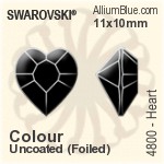 スワロフスキー Heart ファンシーストーン (4800) 11x10mm - カラー（コーティングなし） プラチナフォイル