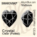 スワロフスキー Heart (Pressed) ファンシーストーン (4813/3) 6.5x6mm - クリスタル （オーディナリー　エフェクト） ゴールドフォイル