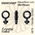 スワロフスキー Female Symbol ファンシーストーン (4876) 30x19mm - クリスタル 裏面にホイル無し